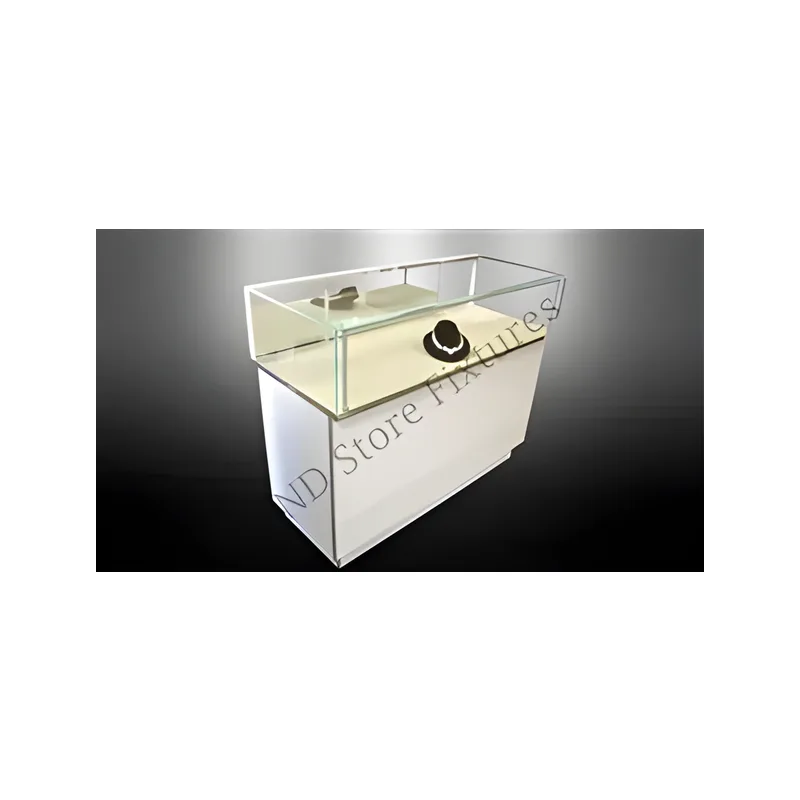 Seamless glass jewelry display case with LED lighting